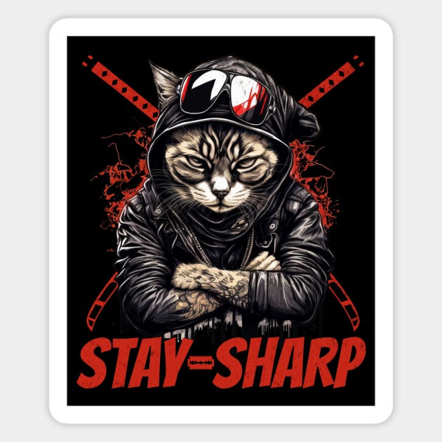 CAT ASSASSIN x STAY SHARP Magnet by RaruDesigns